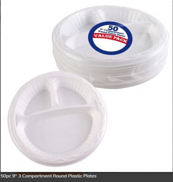 DISPOSABLE PARTY PLATES, BOWLS AND WHITE PLASTIC FORKS, KNIVES CUTLERY - Image 4