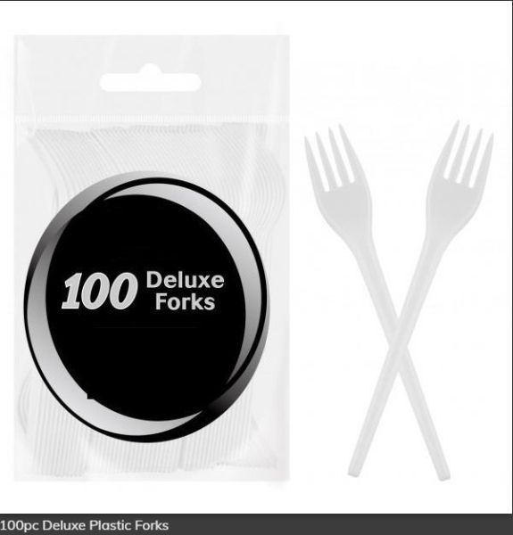DISPOSABLE PARTY PLATES, BOWLS AND WHITE PLASTIC FORKS, KNIVES CUTLERY - Image 2