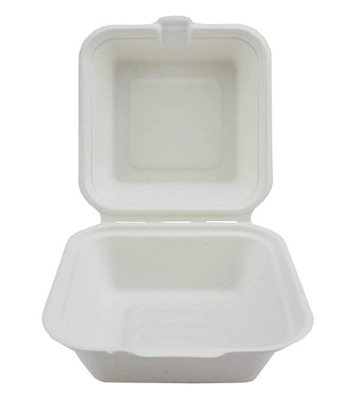 100% COMPOSTABLE CLAMSHELL TAKE OUT FOOD CONTAINERS BAGASSE 50 PACK - 450/1000ML - Image 1