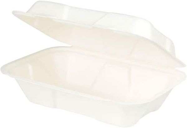 CLAMSHELL TAKE-AWAY FOOD CONTAINER 1 COMPARTMENT ECO-FRIENDLY (25PC 9 X 6 INCH) - Image 2