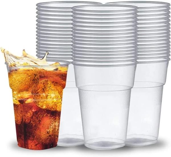 Heavy Duty Clear Pint Plastic Tumblers - 470 ml 50 Pack of Disposable Cups - Image 1