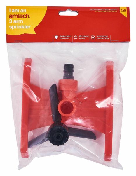 3 ARMED GARDEN SPRINKLER LAWN WATERING GRASS GARDEN FLOWER HOSE PIPE 3 NOZZLES - Image 2